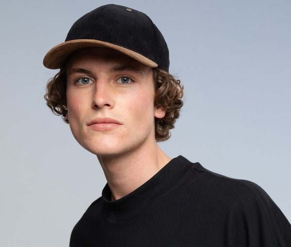 Corduroy and suede cap
